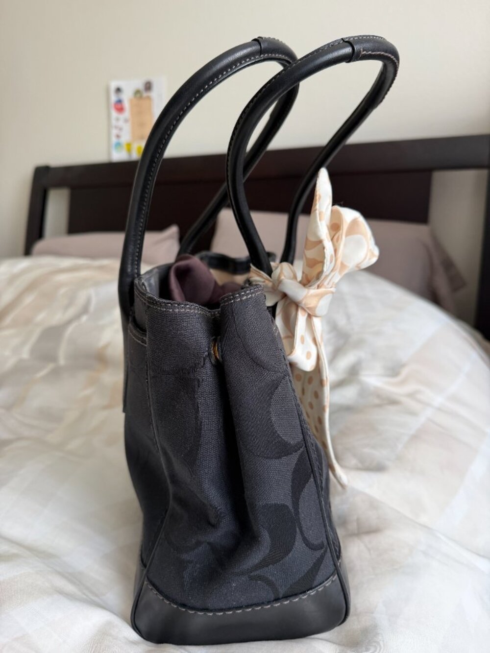 Coach Hamptons Legacy Madeleine Black Signature Canvas Tote Bag (Style: 11558) - Picture 4 of 12